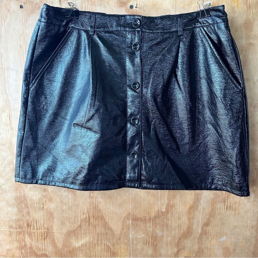 Wildfang +BP Black Faux Leather Mini Skirt